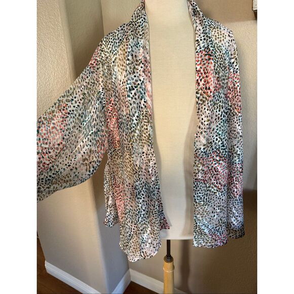 Anthropologie Womens Spotted Shimmer Open Front Kimono Multicolor One Size - Picture 3 of 13